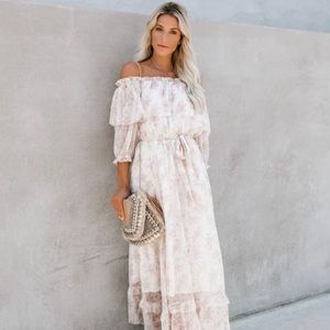 Meadow Lane Off The Shoulder Ruffle Maxi Dress